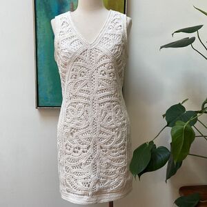 Skies are Blue White Crochet Dress Size S/M